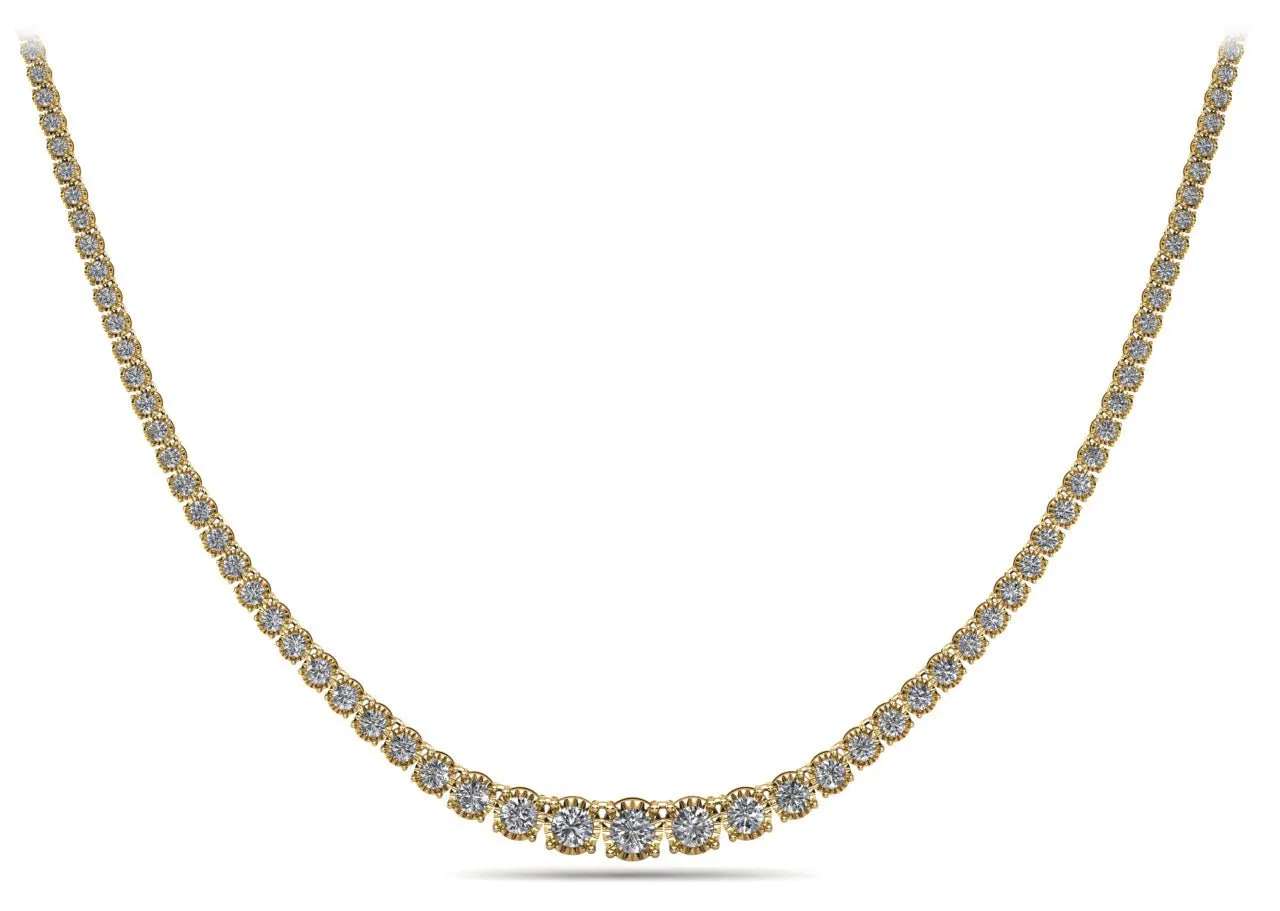 Diamond Crown Tennis Diamond Necklace with 15.06 ct.(finished)