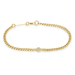 Diamond Curb Chain Bracelet in Yellow Gold