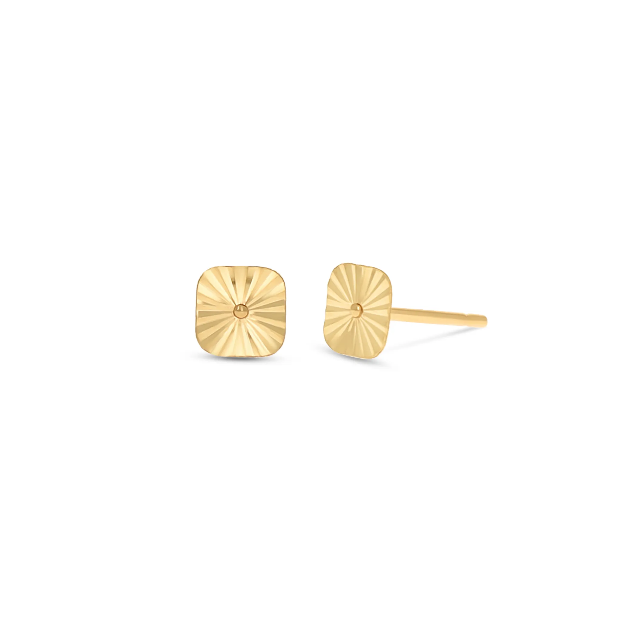 Diamond Cut Square 14kt Stud Earrings