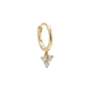 Diamond Dangling Trio Cluster Huggie Earring 14K