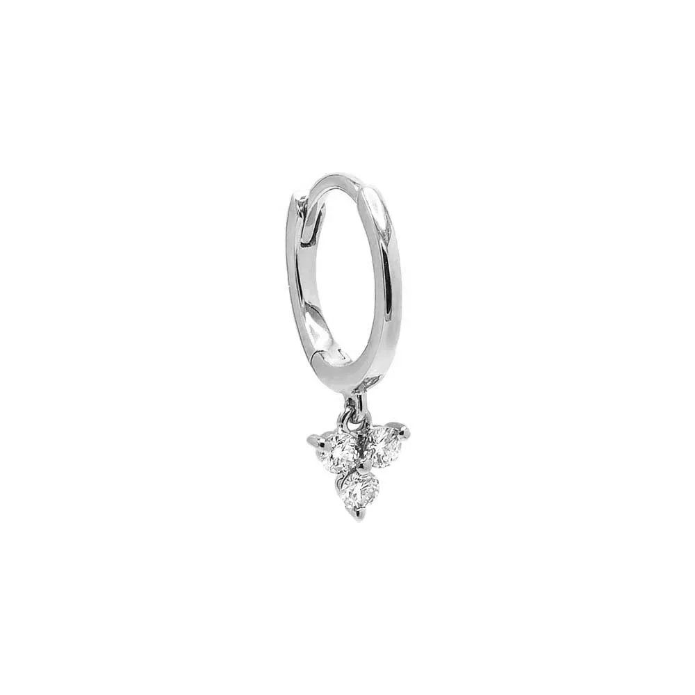 Diamond Dangling Trio Cluster Huggie Earring 14K