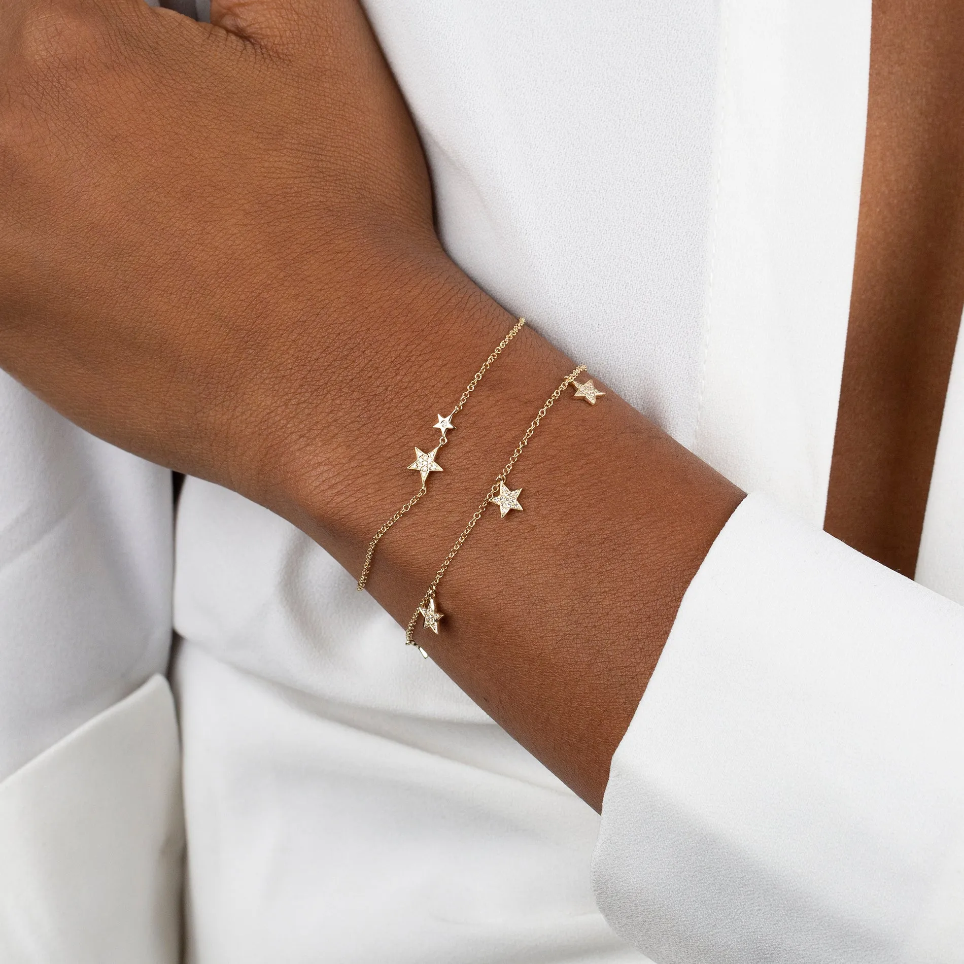 Diamond Double Star Bracelet 14K