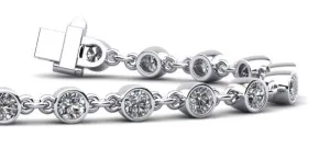 Diamond Drops Chain Link Bezel Lab-Grown Diamond Bracelet with 1.56 ct.(finished) 2.5mm