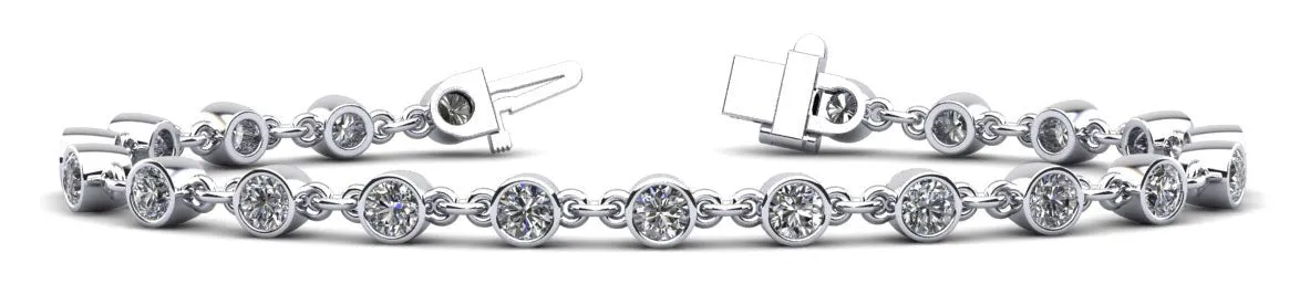 Diamond Drops Chain Link Bezel Lab-Grown Diamond Bracelet with 1.56 ct.(finished) 2.5mm