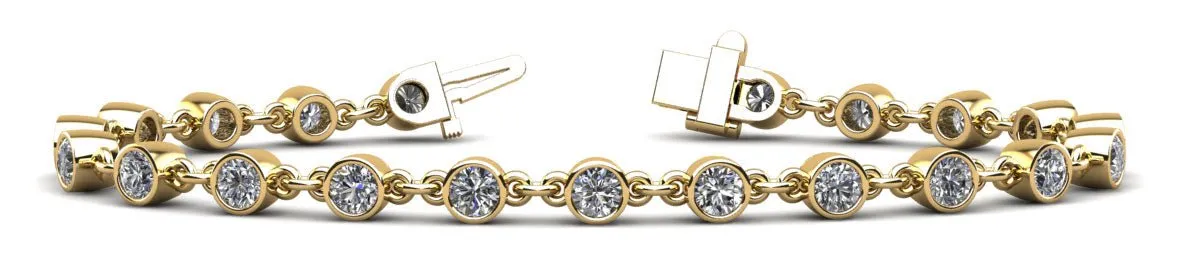 Diamond Drops Chain Link Bezel Lab-Grown Diamond Bracelet with 1.56 ct.(finished) 2.5mm