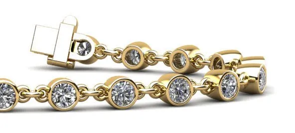 Diamond Drops Chain Link Bezel Lab-Grown Diamond Bracelet with 1.56 ct.(finished) 2.5mm