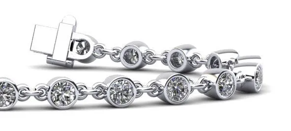 Diamond Drops Chain Link Bezel Lab-Grown Diamond Bracelet with 1.56 ct.(finished) 2.5mm