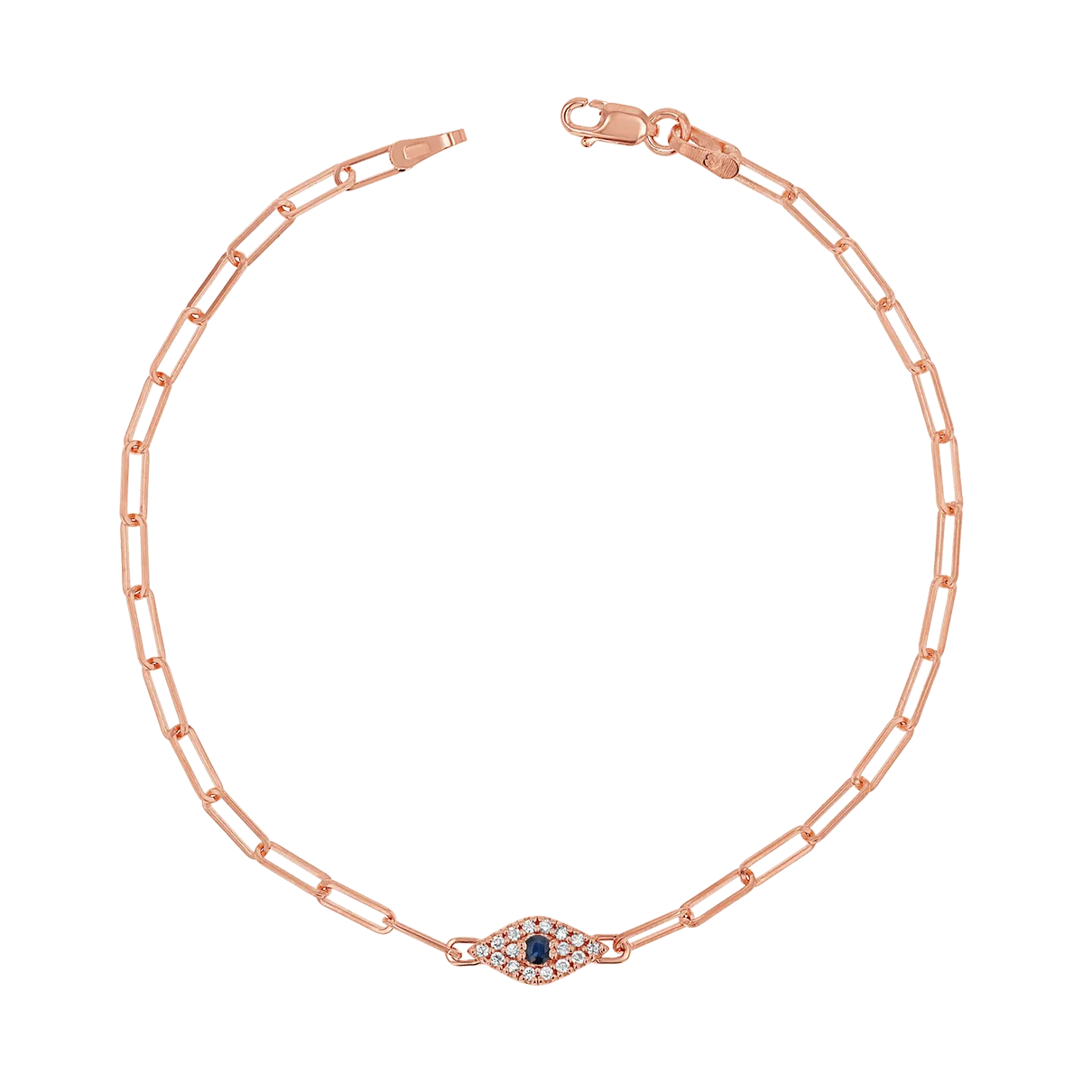 Diamond Evil Eye Paper Clip Bracelet