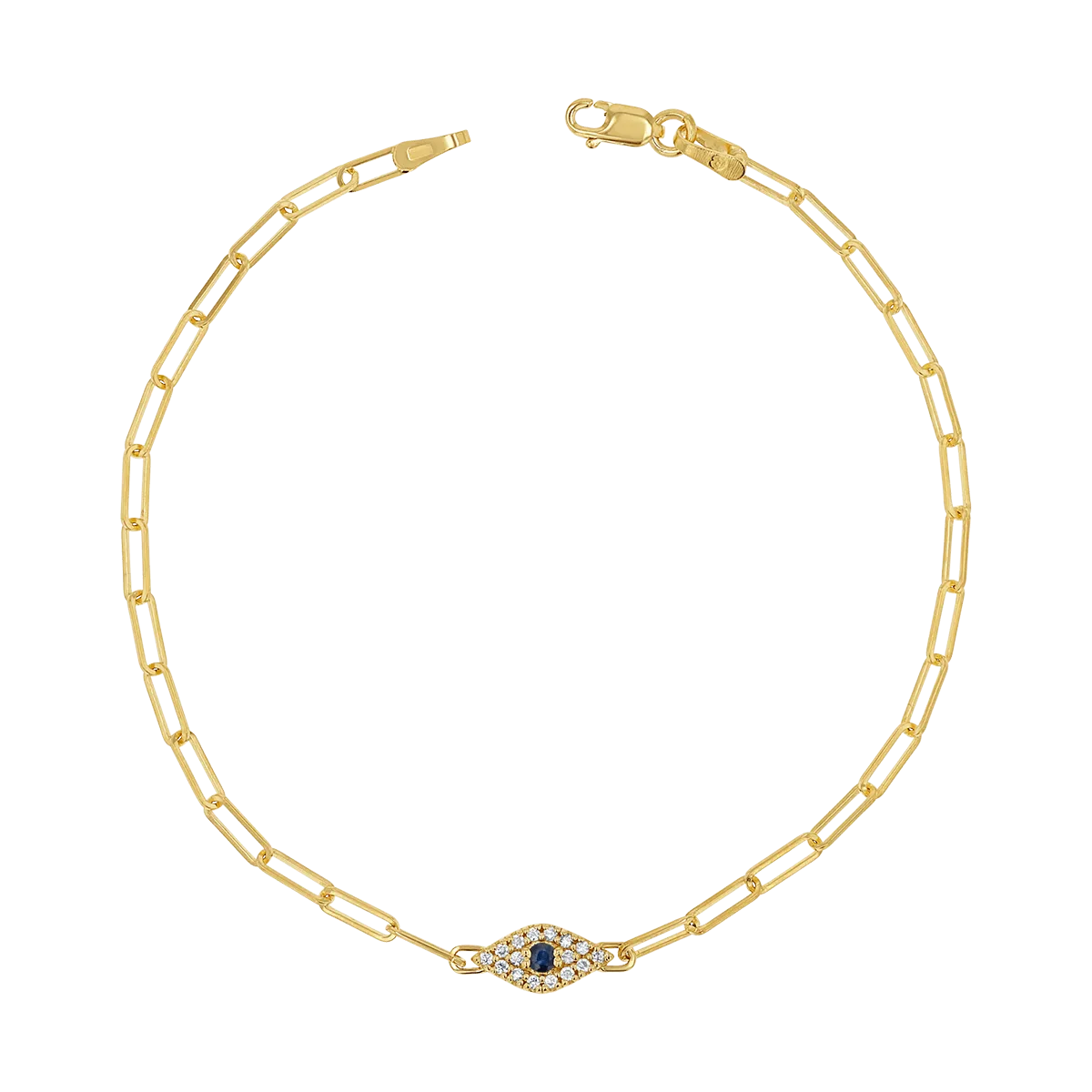 Diamond Evil Eye Paper Clip Bracelet