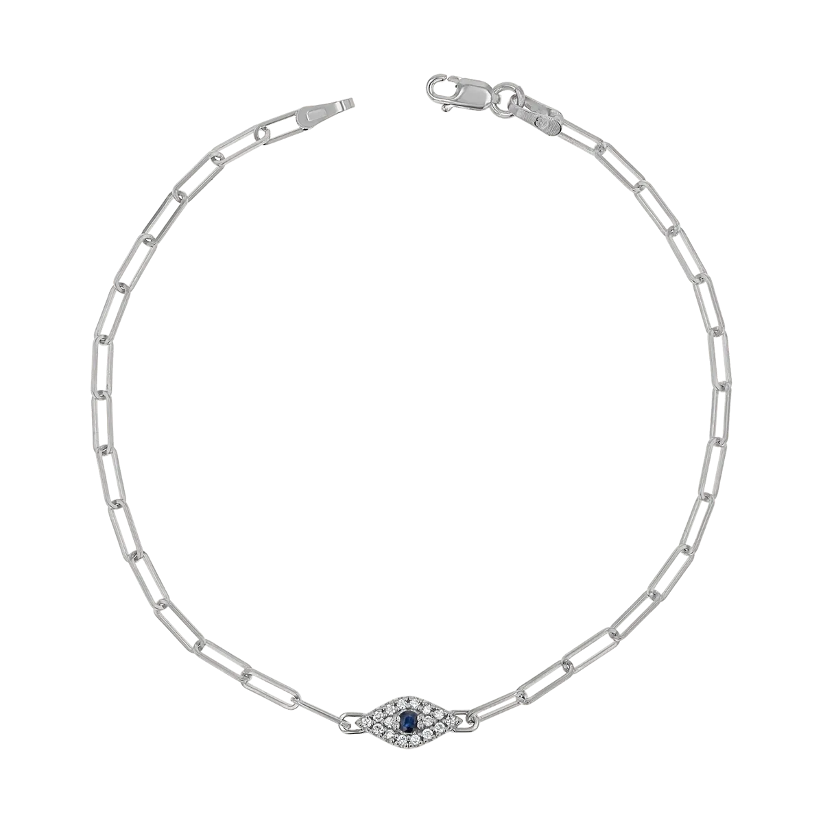 Diamond Evil Eye Paper Clip Bracelet