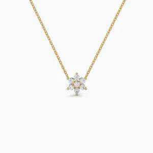 Diamond Flower Necklace with 0.18ct. Natural Round Diamonds