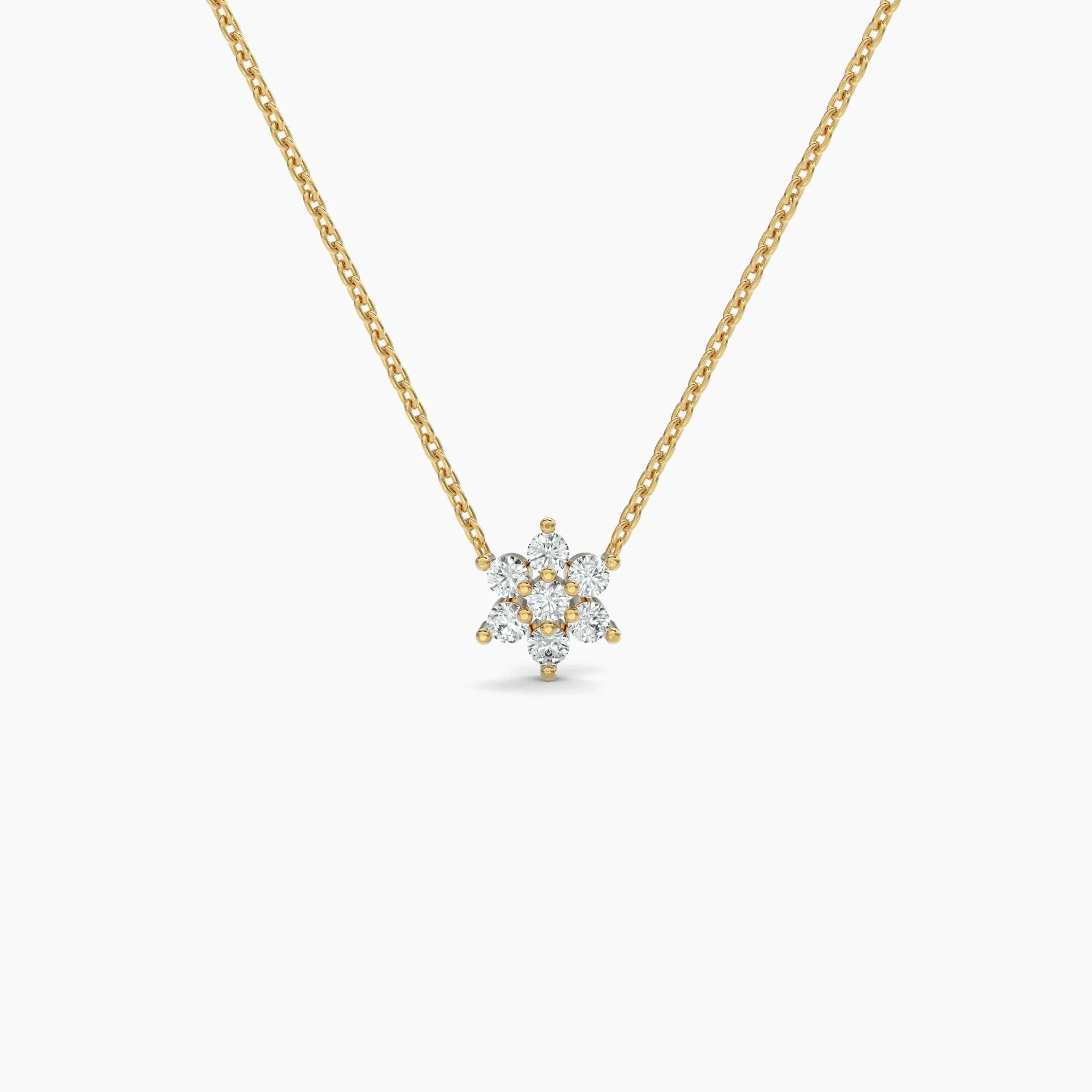 Diamond Flower Necklace with 0.18ct. Natural Round Diamonds