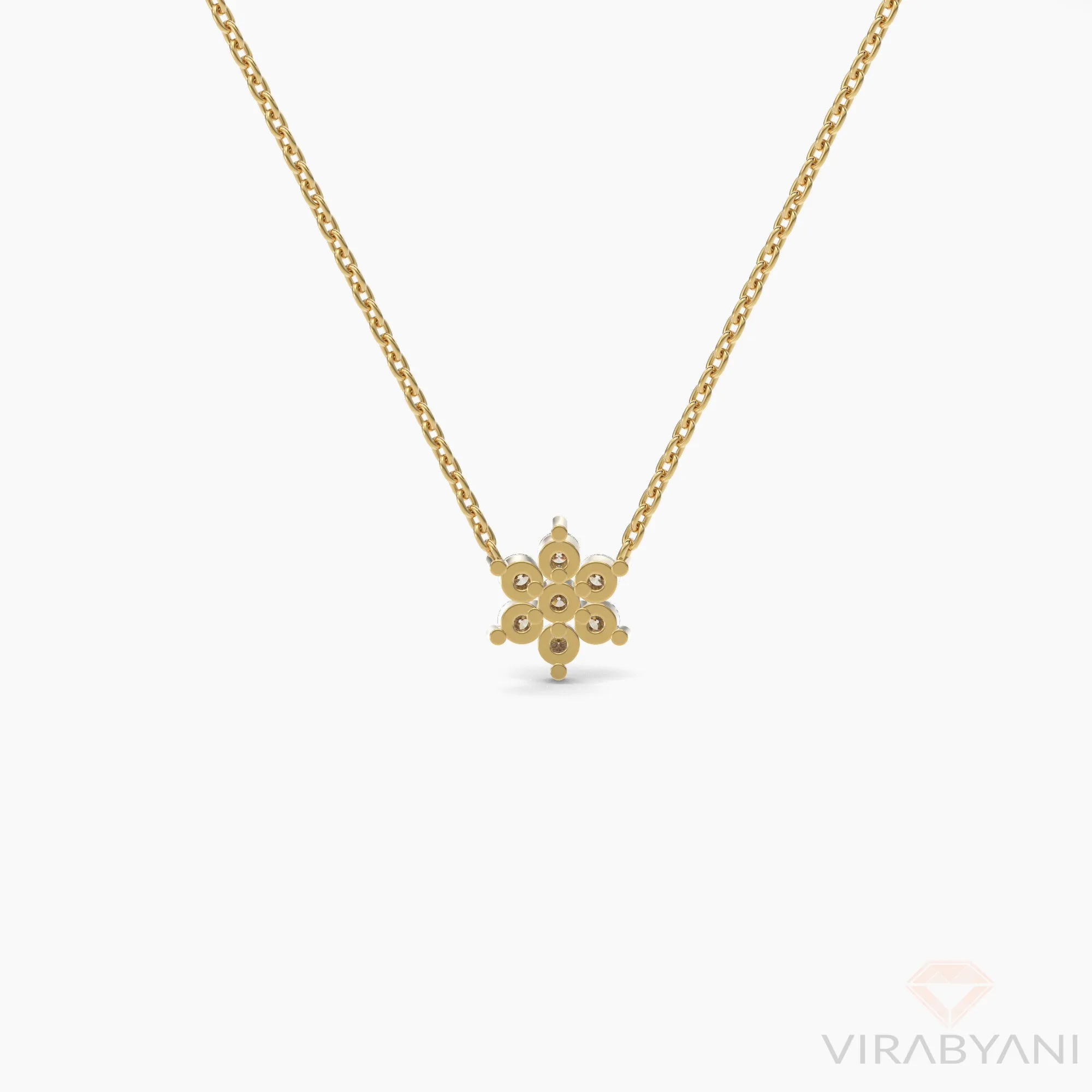 Diamond Flower Necklace with 0.18ct. Natural Round Diamonds