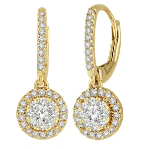 Diamond Halo Cluster Earrings