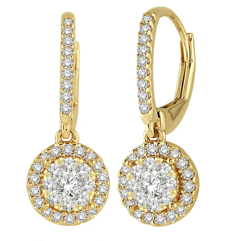 Diamond Halo Cluster Earrings