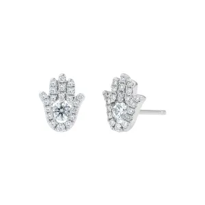 Diamond Hamsa Stud Earrings