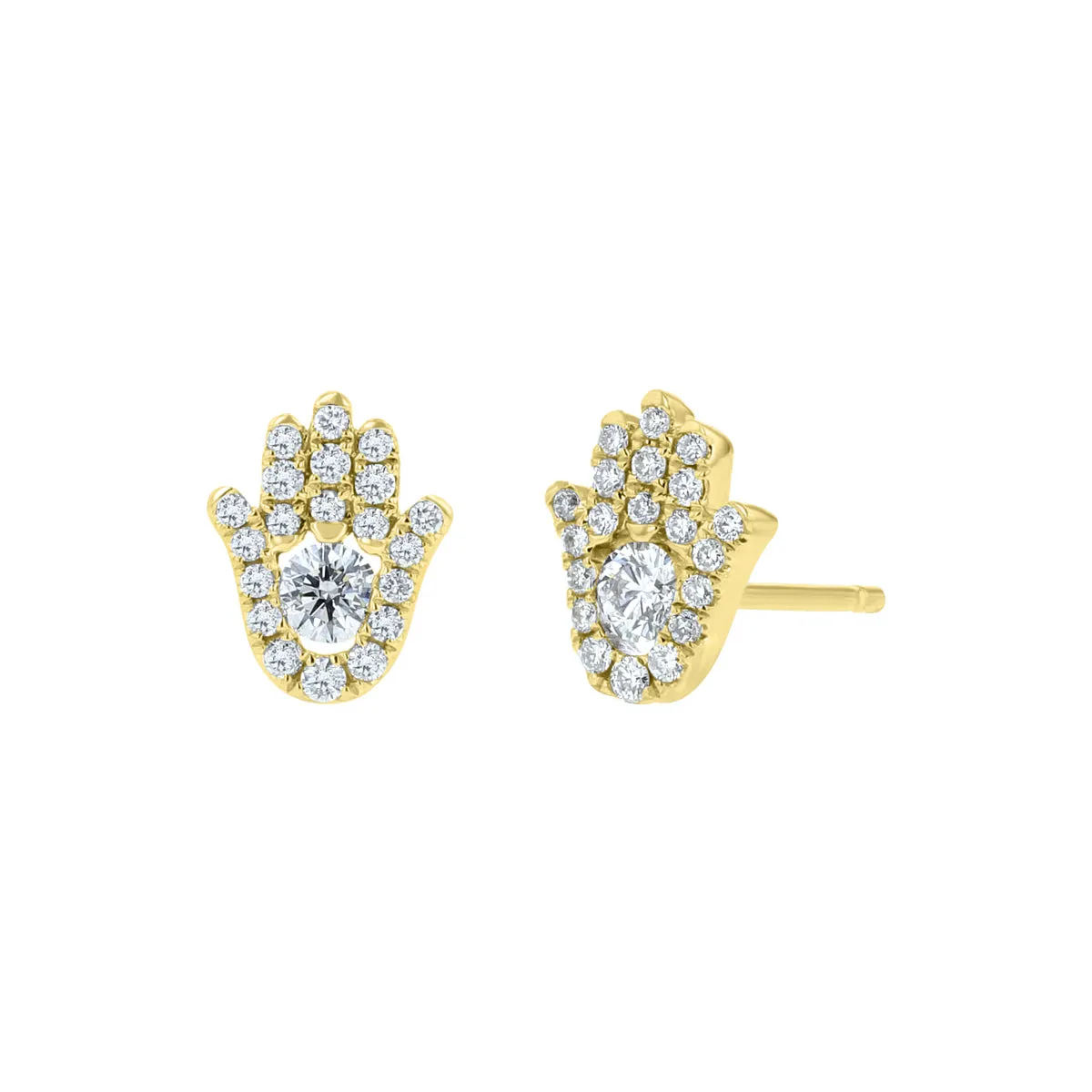 Diamond Hamsa Stud Earrings