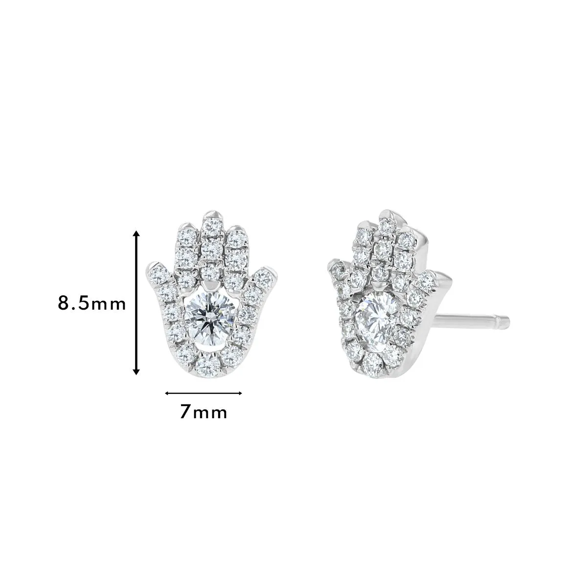 Diamond Hamsa Stud Earrings
