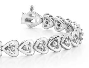 Diamond Heart Link Diamond Bracelet with 1.44 ct.(finished) 2.7mm