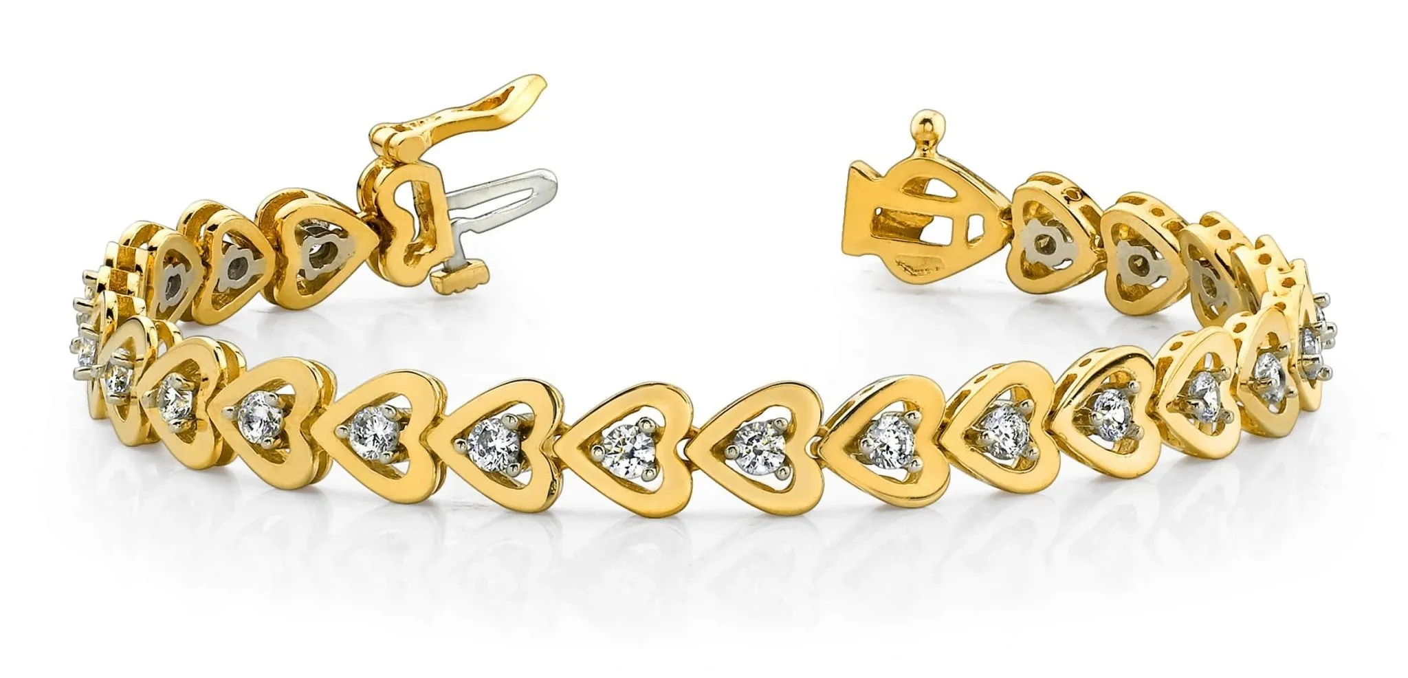 Diamond Heart Link Diamond Bracelet with 1.44 ct.(finished) 2.7mm
