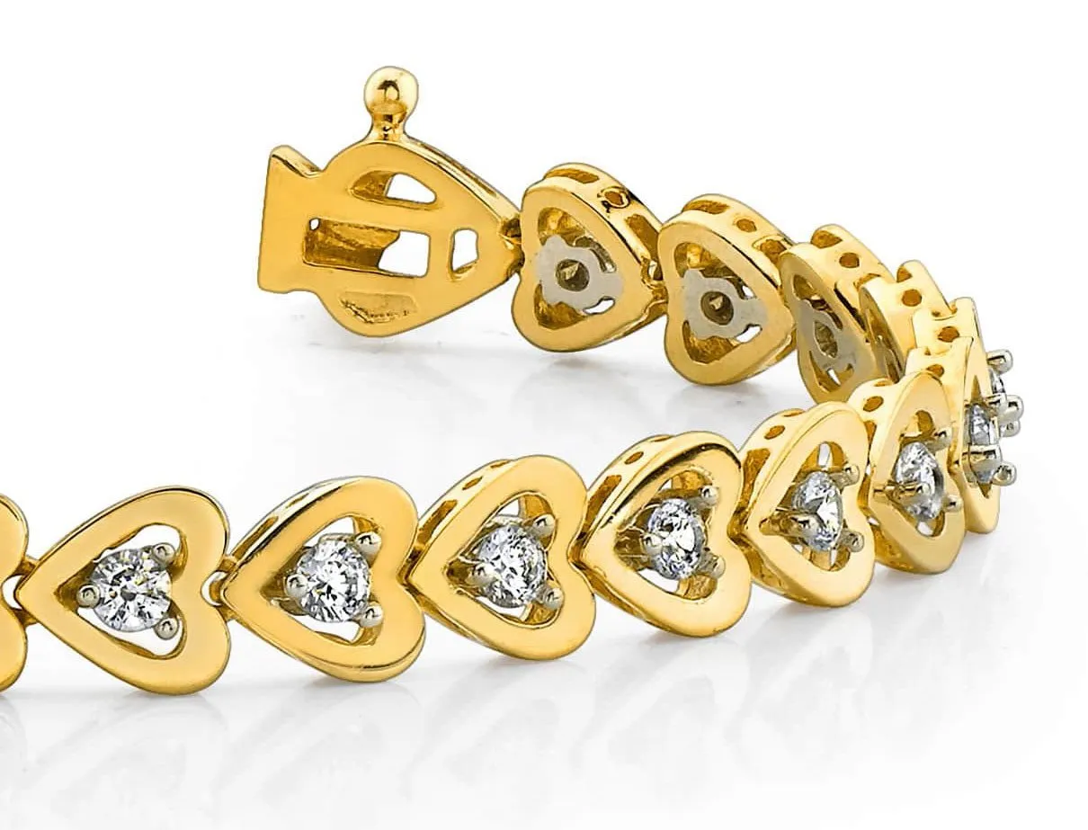 Diamond Heart Link Diamond Bracelet with 1.44 ct.(finished) 2.7mm
