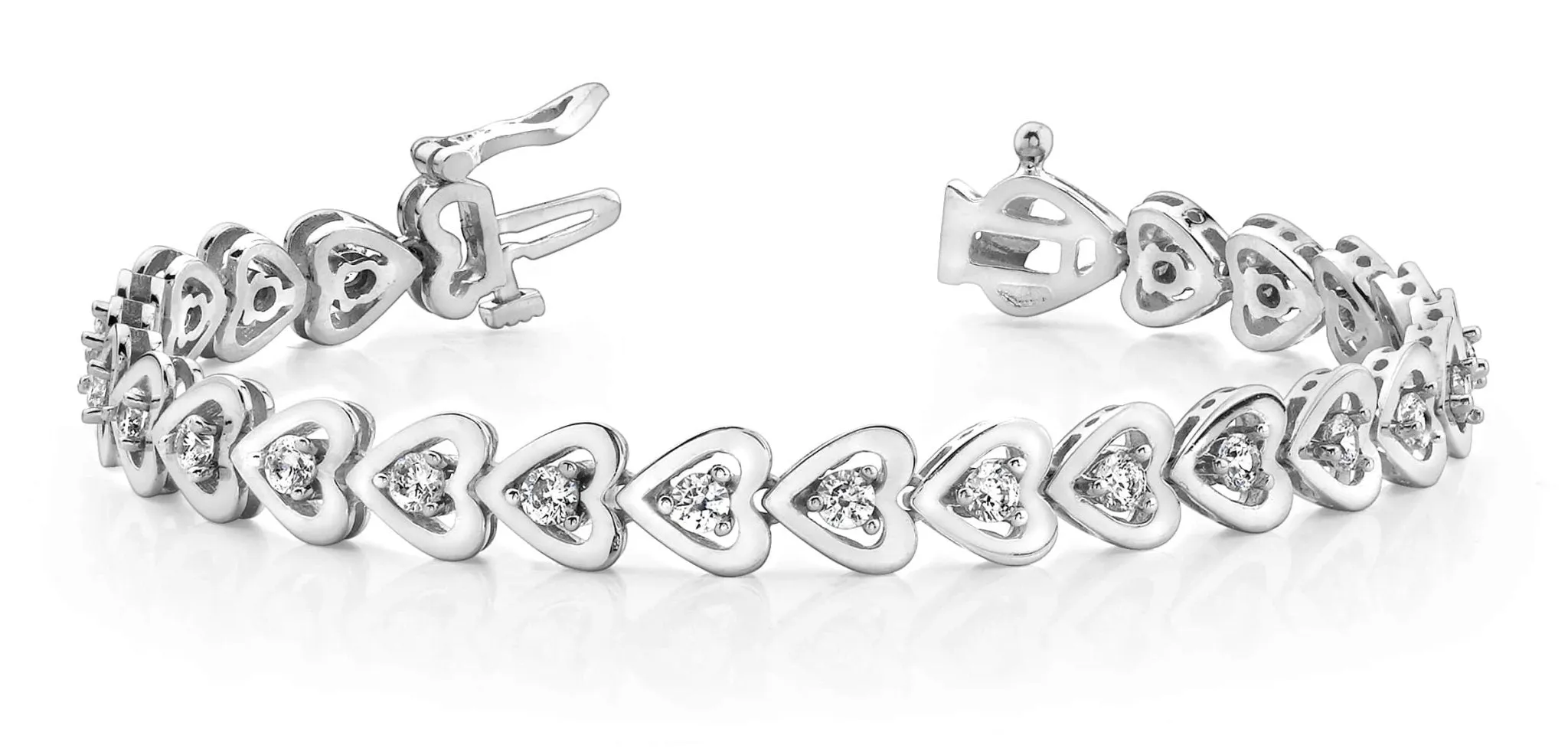 Diamond Heart Link Diamond Bracelet with 1.44 ct.(finished) 2.7mm