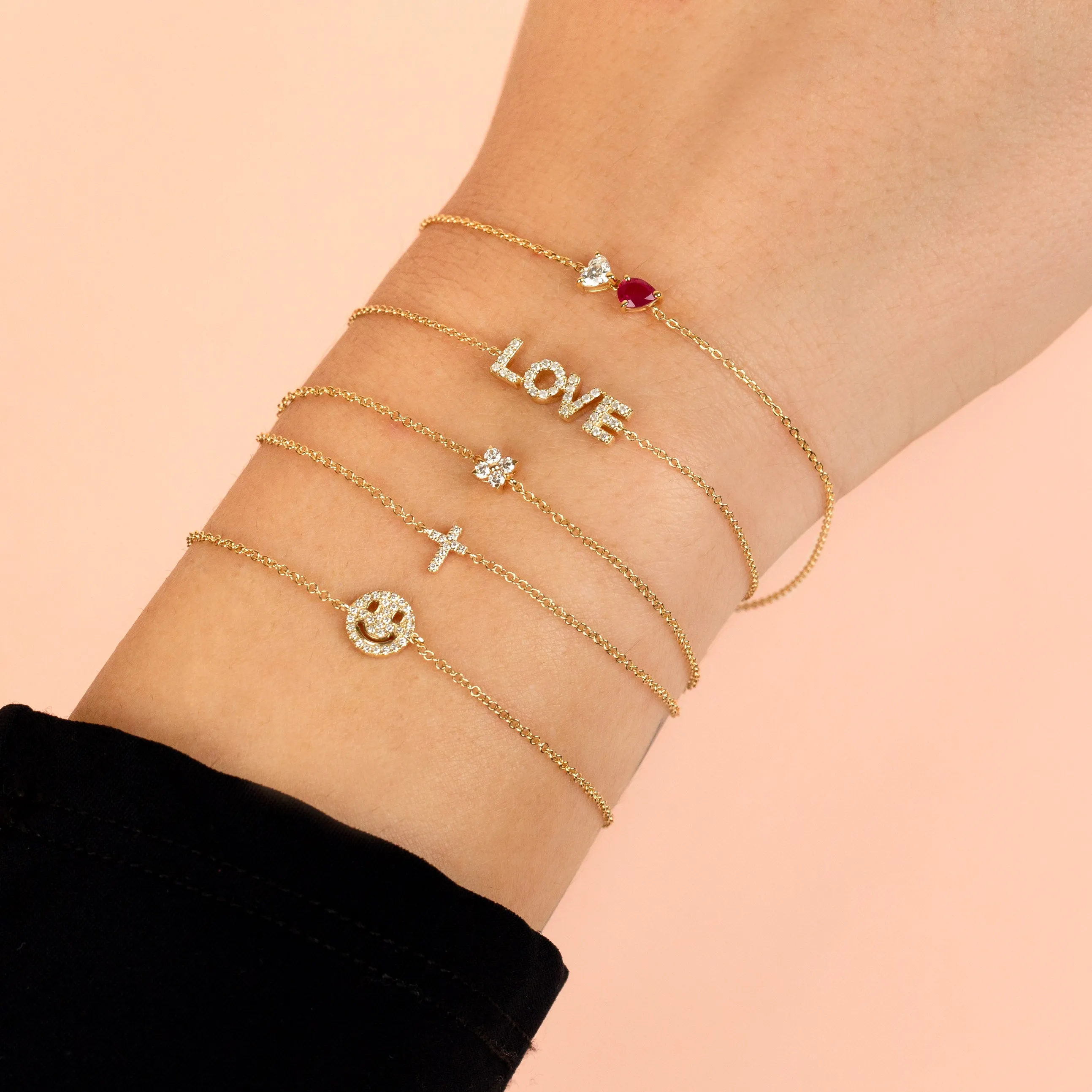 Diamond Itty Bitty Flower Bracelet 14K