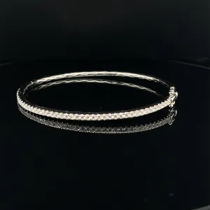 Diamond Oval Bangle Bracelet in 18k White Gold - (#112-BGDIA043592)