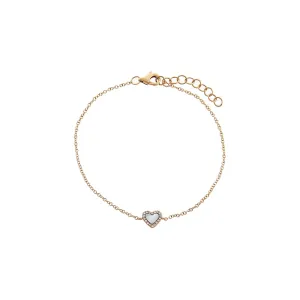 Diamond Pave Stone Heart Bracelet 14K