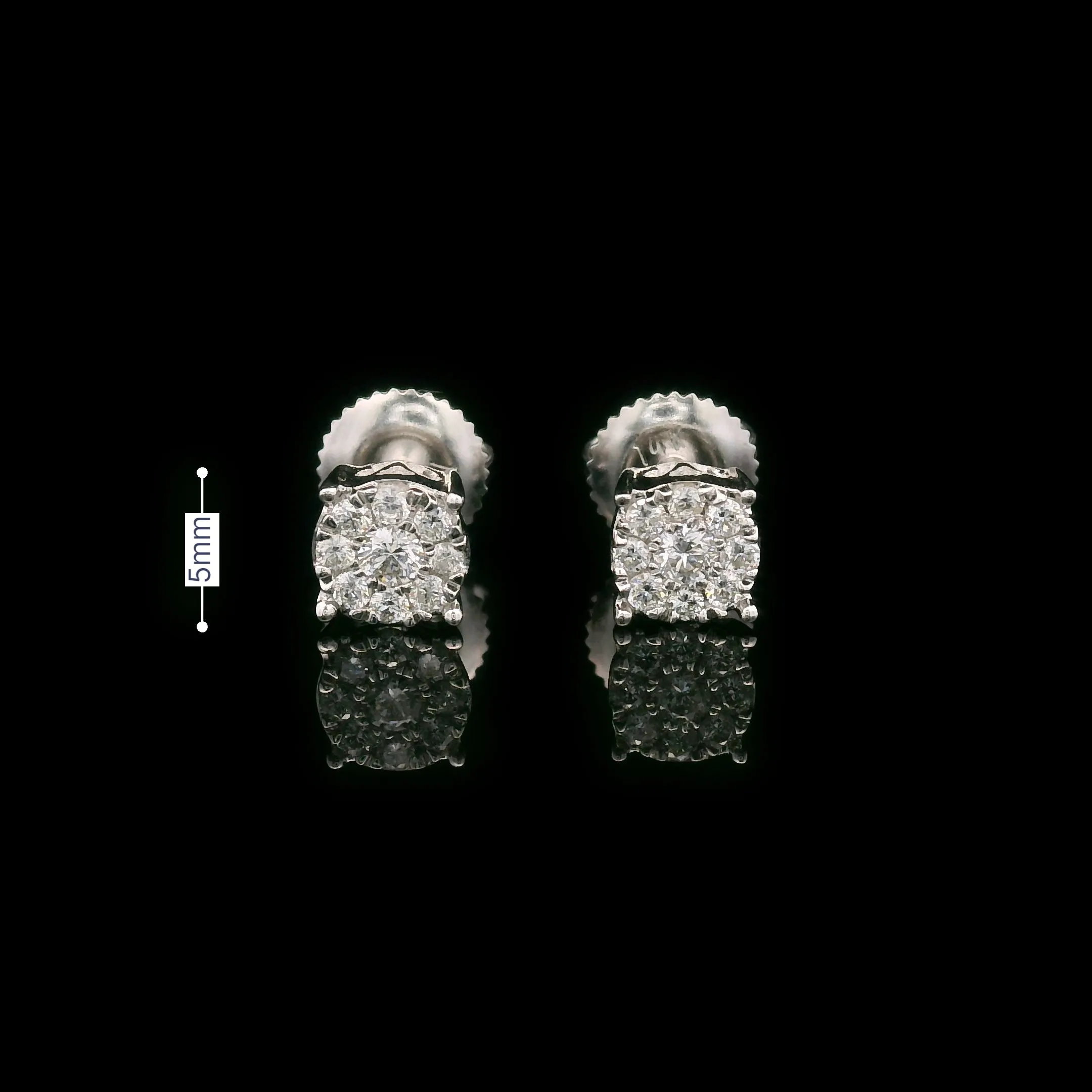 Diamond Round Cluster Screw Back Earrings 14k White Gold 0.25ctw