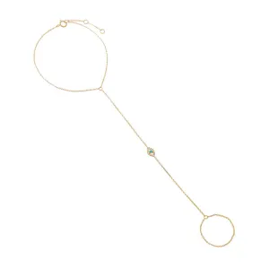 Diamond X Turquoise Evil Eye Hand Chain 14K