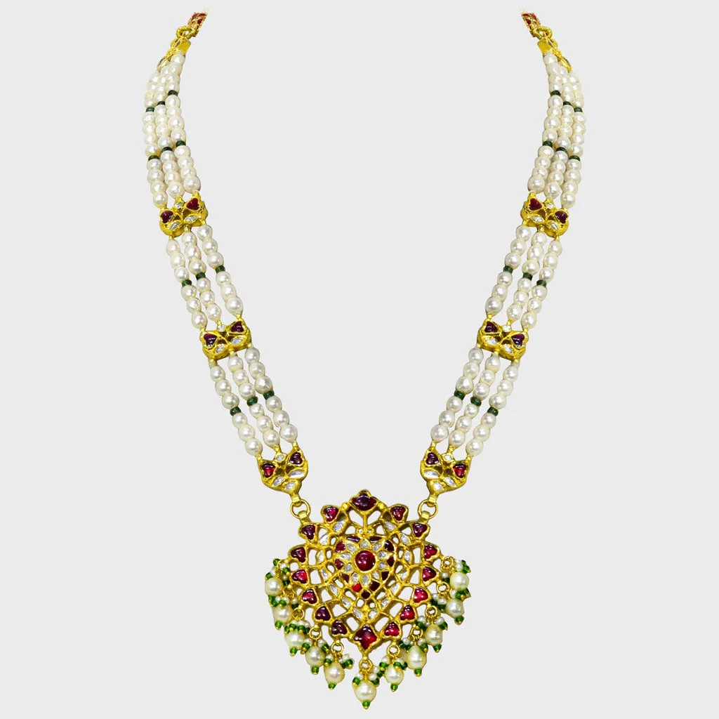 Discover opulent elegance with our long patrihaar type necklace and earring pair - (KMNE3448)