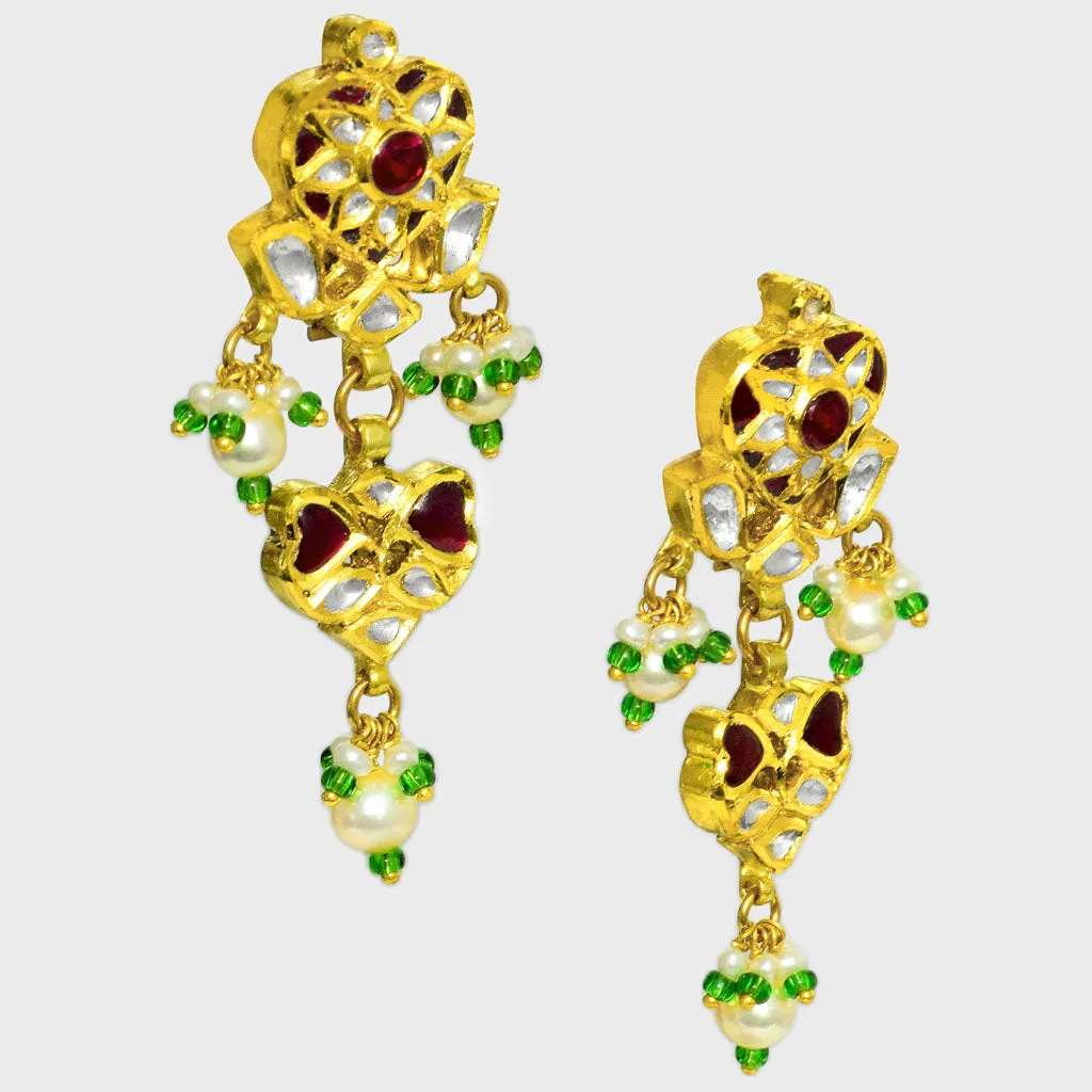 Discover opulent elegance with our long patrihaar type necklace and earring pair - (KMNE3448)