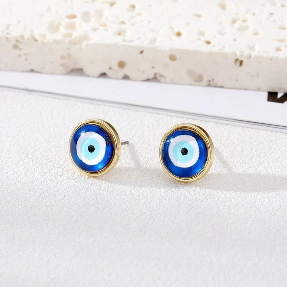 Distinctive Resin Blue Evil Eye Stud Earrings - A Perfect Blend of Fashion and Tradition for Today's Woman