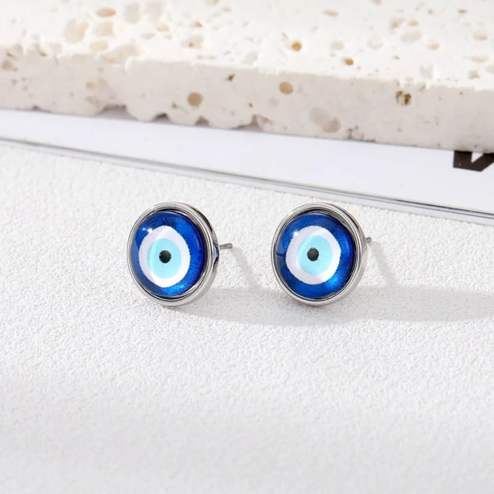Distinctive Resin Blue Evil Eye Stud Earrings - A Perfect Blend of Fashion and Tradition for Today's Woman