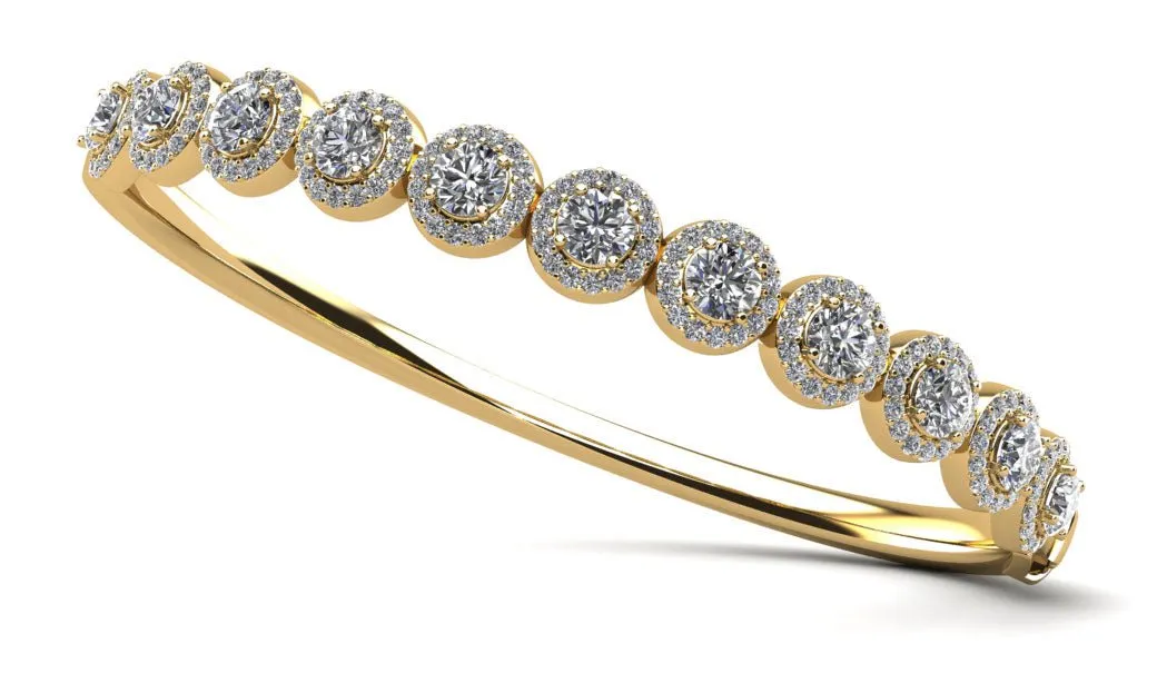 Divinely Dazzling Halo Bangle Lab-Grown Diamond Bracelet with 2.56 ct.(finished) 1mm, 3.2mm