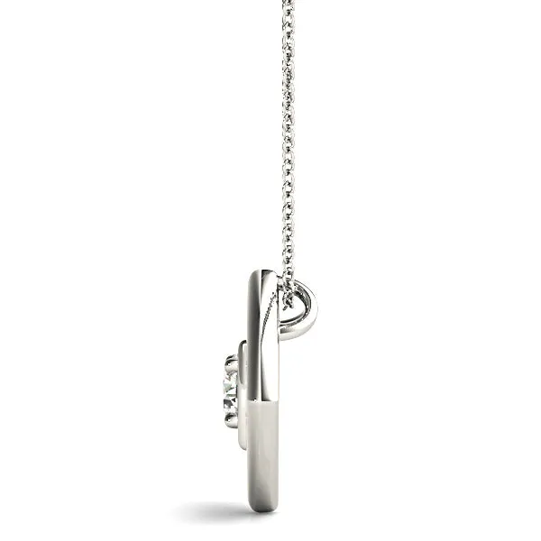 Double Frame Round Diamond Solitaire Necklace Pendant