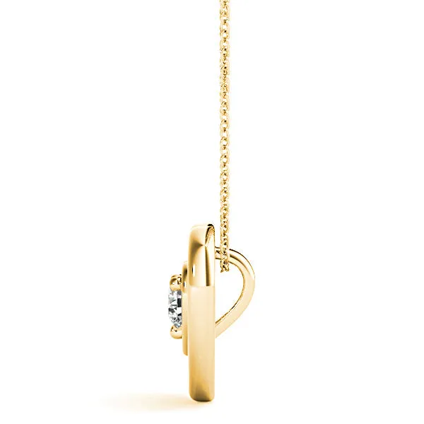 Double Hearth Framed Round Diamond Solitaire Necklace Pendant