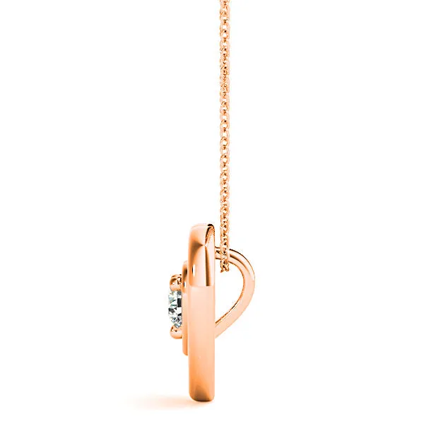 Double Hearth Framed Round Diamond Solitaire Necklace Pendant