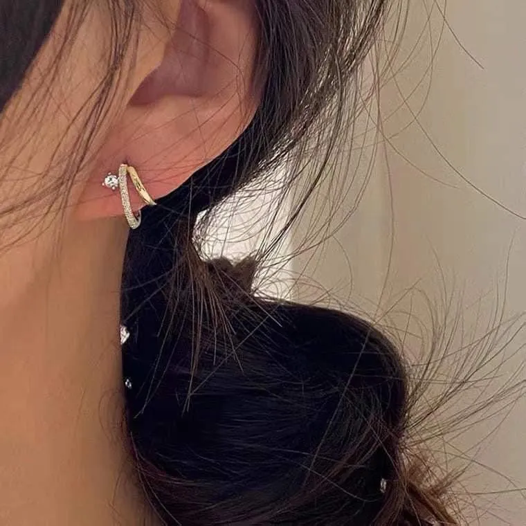 Double Hoop Huggie Earrings