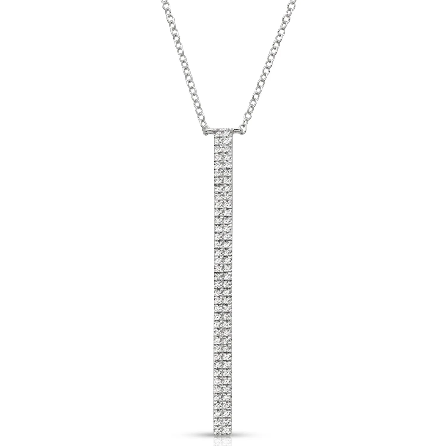 Double Row Pave Set 0.20 ctw Diamond Necklace Pendant