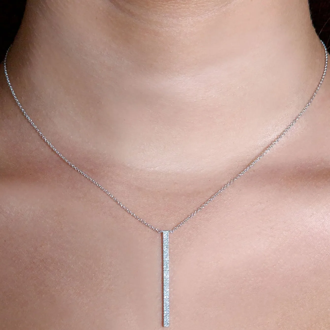 Double Row Pave Set 0.20 ctw Diamond Necklace Pendant