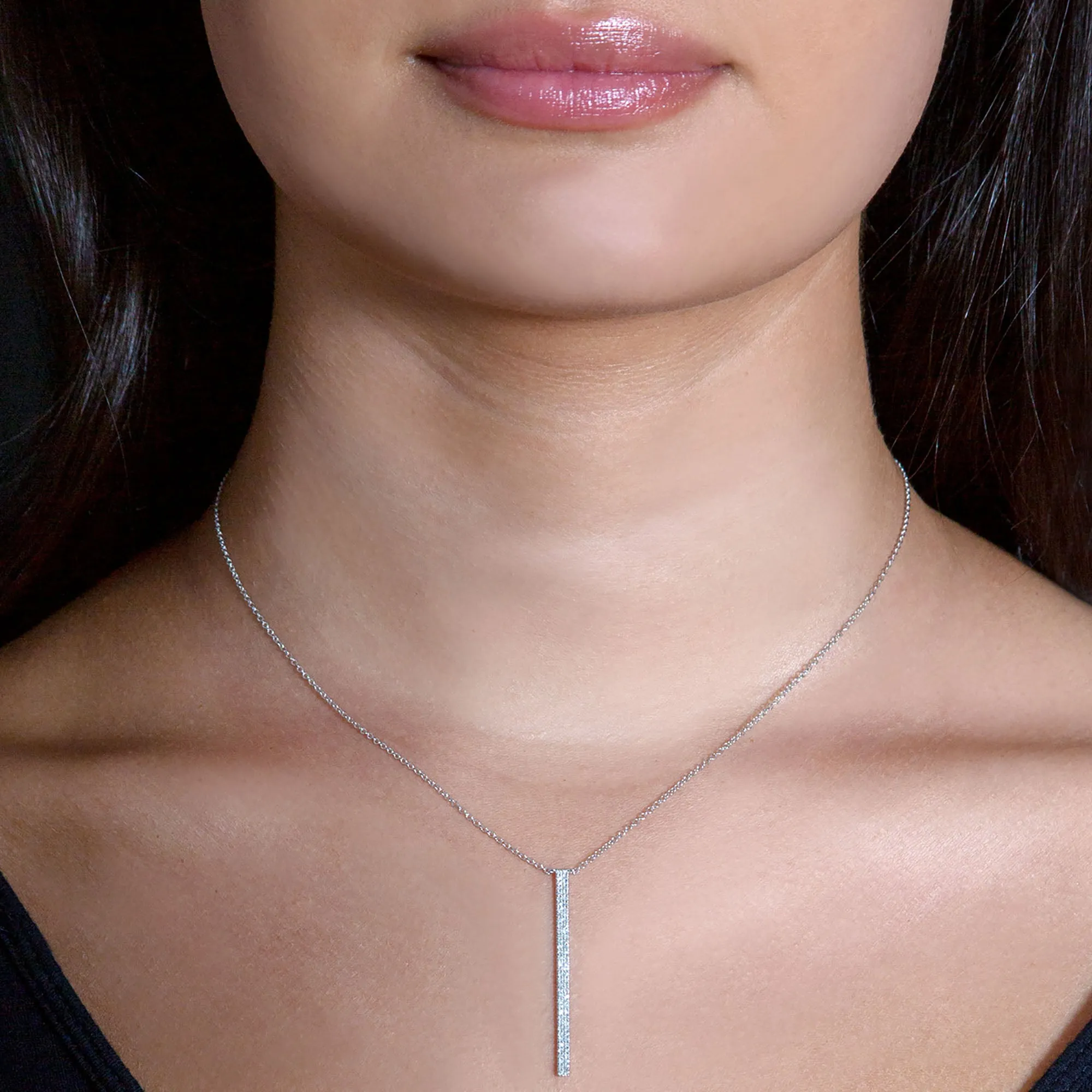 Double Row Pave Set 0.20 ctw Diamond Necklace Pendant