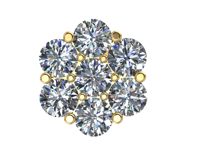 [E1304] 7-Stone Flower Cluster Earrings