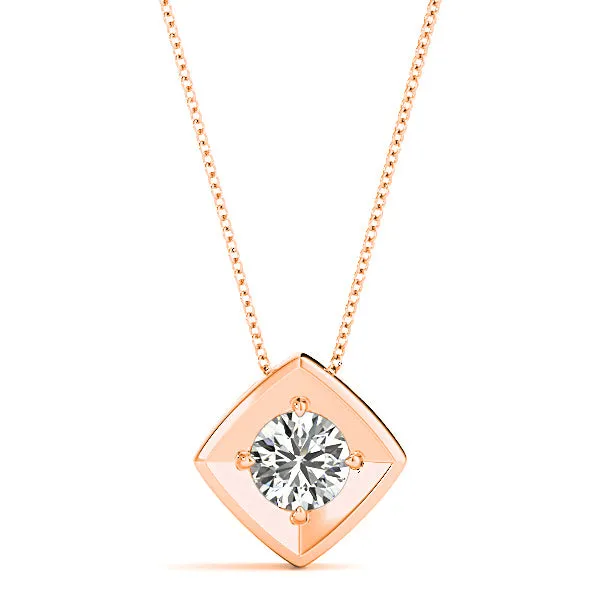 Eagle Prong Round Diamond Solitaire Necklace Pendant