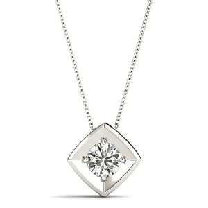 Eagle Prong Round Diamond Solitaire Necklace Pendant