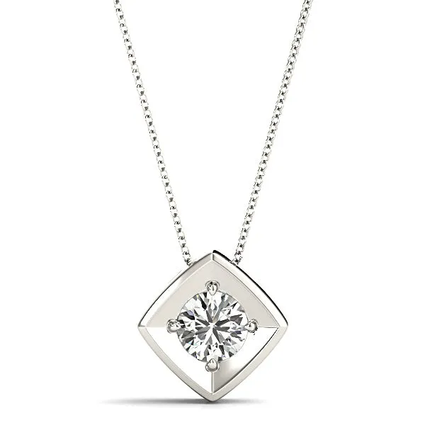 Eagle Prong Round Diamond Solitaire Necklace Pendant