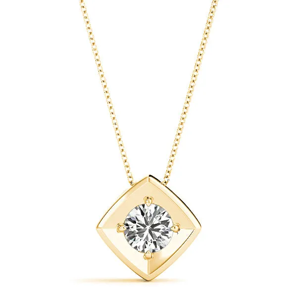 Eagle Prong Round Diamond Solitaire Necklace Pendant