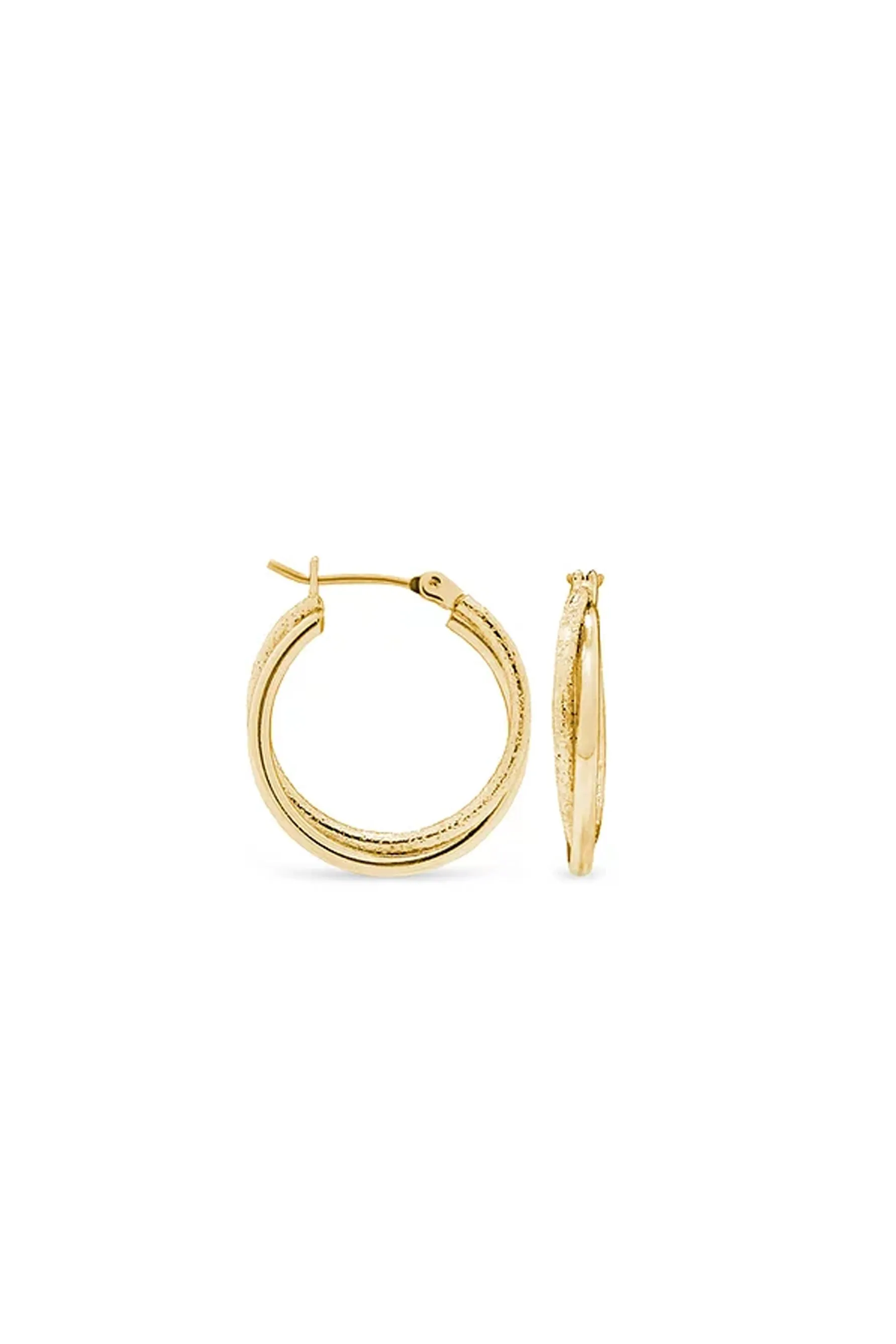 EarSense F6-1968 Gold Double Twist Click Hoops