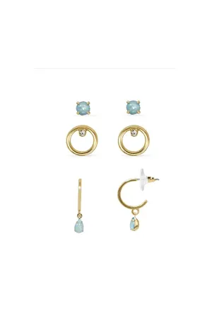 EarSense Gold/Opal Stud, Circle & J Hoop Trio